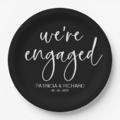 おしゃれなカリグラフィー婚約パーティー ペーパープレート (正面)