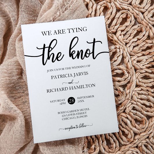 おしゃれなカリグラフィー結婚式「We Are Tying The Knot」 招待状