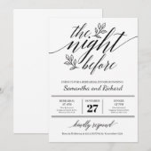 おしゃれなカリグラフィー花飾り 前夜祭 招待状 (正面/裏面)