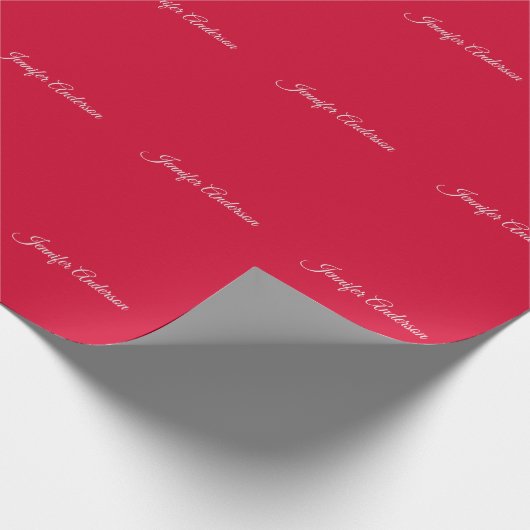 おしゃれなカリグラフィー エレガントなチェリー レッド カスタマイズ ラッピングペーパー (角)