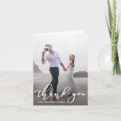 おしゃれなカリグラフィー・スクリプトの結婚式お礼写真 サンキューカード (正面)