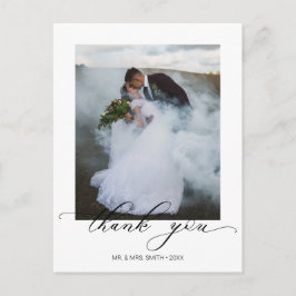 おしゃれなカリグラフィー スクリプト 結婚式の写真 ありがとう ポストカード
