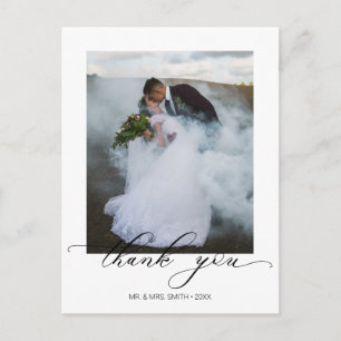おしゃれなカリグラフィー スクリプト 結婚式の写真 ありがとう ポストカード