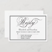 おしゃれなカリグラフィー スクリプト 結婚式返信カード 出欠カード (正面/裏面)