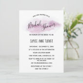 おしゃれなカリグラフィー ピンクの水彩色のウェディングシャワー 招待状 (スタンド正面)