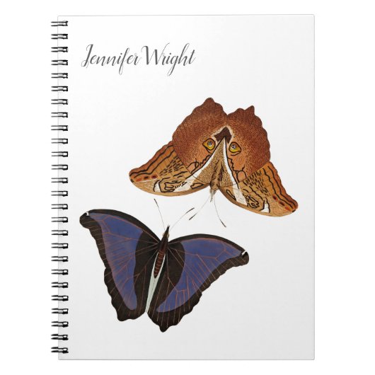 おしゃれなカリグラフィー ミニマリスト名前 バタフライ ノートブック (正面)