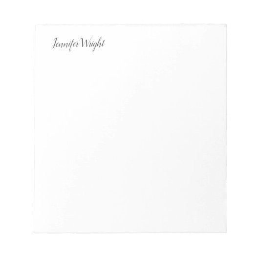 おしゃれなカリグラフィー ミニマル カスタムネーム ノートパッド (正面)