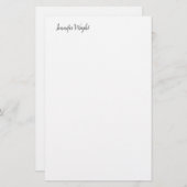 おしゃれなカリグラフィー ミニマル カスタムネーム 便箋 (正面/裏面)