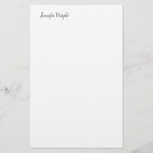 おしゃれなカリグラフィー ミニマル カスタムネーム 便箋 (正面)