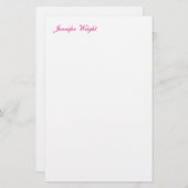 おしゃれなカリグラフィー ミニマル カスタムネーム 便箋 (正面/裏面)