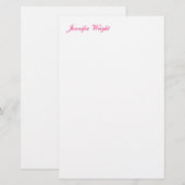 おしゃれなカリグラフィー ミニマル カスタム名 便箋 (正面/裏面)