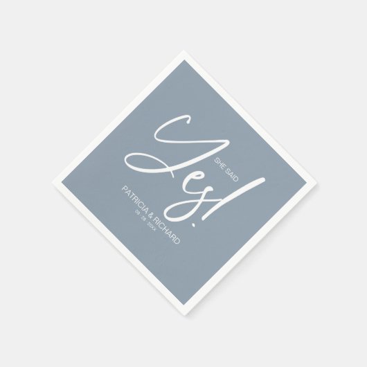 おしゃれなカリグラフィー 彼女はイエスと言った 婚約パーティー スタンダードカクテルナプキン (角)