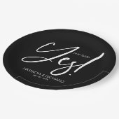 おしゃれなカリグラフィー 彼女はイエスと言った 婚約パーティー ペーパープレート (アングル)