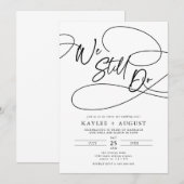 おしゃれなカリグラフィー「私たちはいまだに愛し合っている」結婚誓約更新 招待状 (正面/裏面)