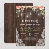 おしゃれなカントリー風の花柄納屋メイソンジャー照明 私もバーベキュー 招待状 (正面/裏面)