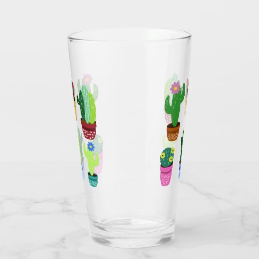 おしゃれなカートゥーンの鉢植えサボテン タンブラーグラス (左)