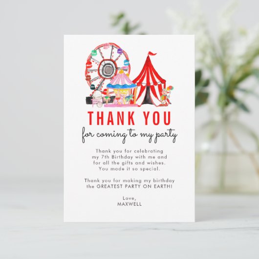 おしゃれなカーニバルサーカスショークロンボールお誕生日 サンキューカード (スタンド正面)