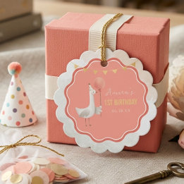 おしゃれなガチョウの1歳の誕生日プレゼントタグ 名前入れ可能 フェイバータグ