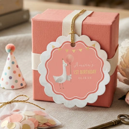 おしゃれなガチョウの1歳の誕生日プレゼントタグ 名前入れ可能 フェイバータグ