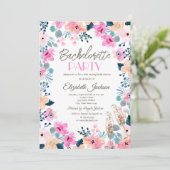 おしゃれなガーデンピンクの花  ブライズメイドパーティー 招待状 (スタンド正面)