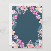 おしゃれなガーデンピンクの花  ブライズメイドパーティー 招待状 (裏面)