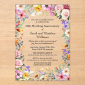 おしゃれなガーデンフラワー 35周年記念結婚式 アクリル招待状 (正面)