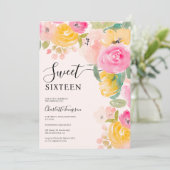 おしゃれなガーデン フラワーの水彩画 スイート16 招待状 (スタンド正面)