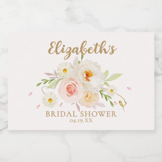 おしゃれなガーデン フラワーの花嫁シャワー スパークリングワインラベル (シングルラベル)