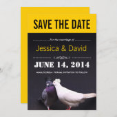 おしゃれなキスをする鳥たち　結婚式のご案内 招待状 (正面/裏面)