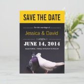 おしゃれなキスをする鳥たち　Save the Date のお知らせ 招待状 (スタンド正面)