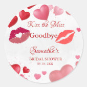 おしゃれなキス ミス グッバイ レッドリップス ブライズシャワー ラウンドシール (正面)