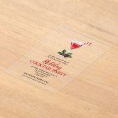 おしゃれなキャンディーケーン マーティーニ ホリデー コックテール パーティー アクリル招待状 (レイダウン)