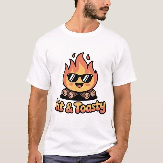 おしゃれなキャンプファイヤー柄のTシャツ Tシャツ (正面)
