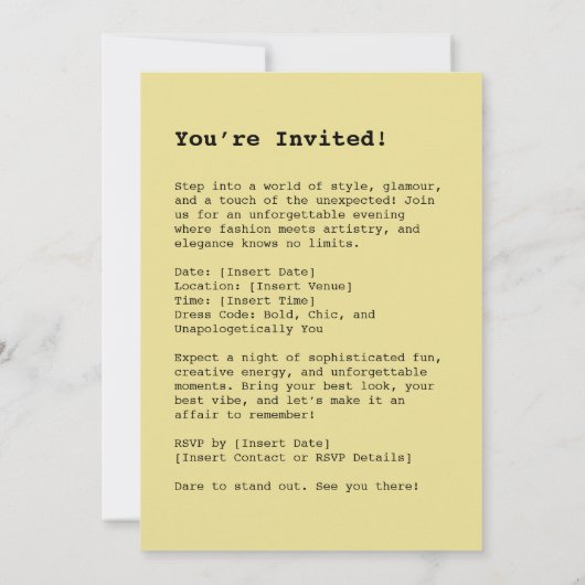 おしゃれなキリンと女性 招待状 (裏面)