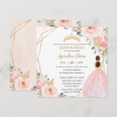 おしゃれなキンセアニエラ ソフト ブラッシュ ピンク フラワーティアラ 招待状 (正面/裏面)