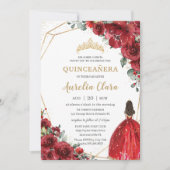 おしゃれなキンセアニエラ 赤いバラ 花 フローラル プリンセス 招待状 (正面)