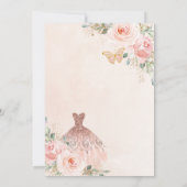 おしゃれなキンチアニエラのドレス バースデー ピンクの花 招待状 (裏面)