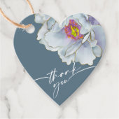 おしゃれなギフトタグ | ダスティーブルーとライラックのエキゾチックな花 フェイバータグ (正面)