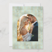 おしゃれなギャツビーアートデコブルー＆ゴールド カップルシャワー 招待状 (裏面)