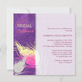 おしゃれなクジャクの羽のシルエット ブライダルシャワー 招待状