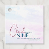 おしゃれなクラウドナインブルー ブライダルシャワー感謝祭 フェイバータグ (正面)