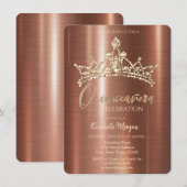 おしゃれなクラウン ブラウン メタリック キンセアニエラ 招待状 (正面/裏面)