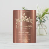 おしゃれなクラウン ブラウン メタリック キンセアニエラ 招待状 (スタンド正面)