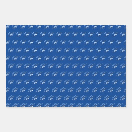 おしゃれなクラシックカリグラフィーイニシャルセット ラッピングペーパーシート (正面3)