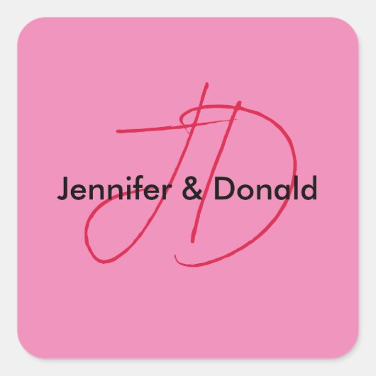 おしゃれなクラシックスクリプトのイニシャル名 スクエアシール (正面)