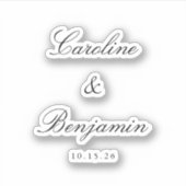 おしゃれなクラシックスクリプトエレガントウェディングカスタム シール (正面)