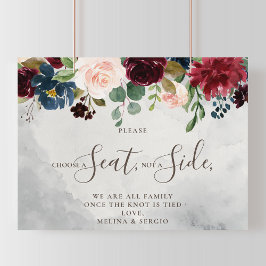 おしゃれなクラシックデザインの席を選ぶウェディングポスター（左右の席を指定しないタイプ） ポスター