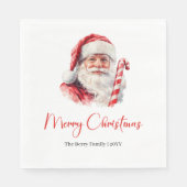 おしゃれなクラシック サンタクロース 水彩画 現代のホリデーシーズン スタンダードランチョンナプキン (正面)