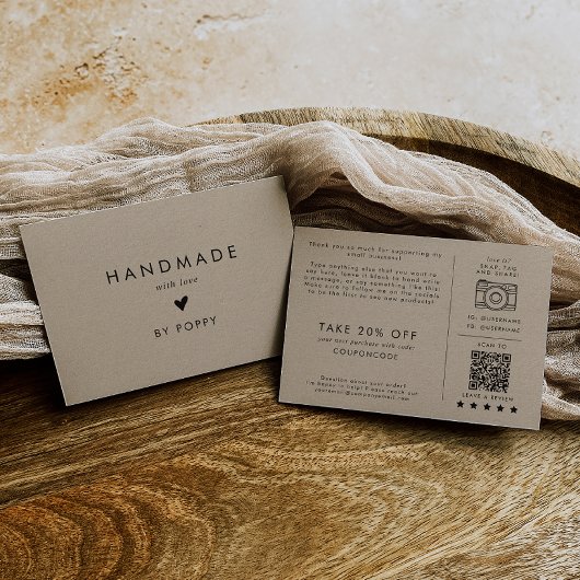 おしゃれなクラフト手作りラブサンクスオーダー エンクロージャーカード