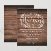 おしゃれなクラフト紙のウェディング招待状（ナチュラルウッドデザイン） (正面/裏面)